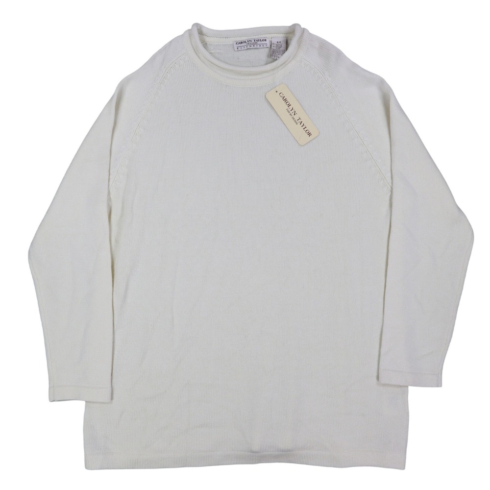 Carolyn Taylor Sweater Womens Small Cream Mock Neck Raglan Knit Top NWT